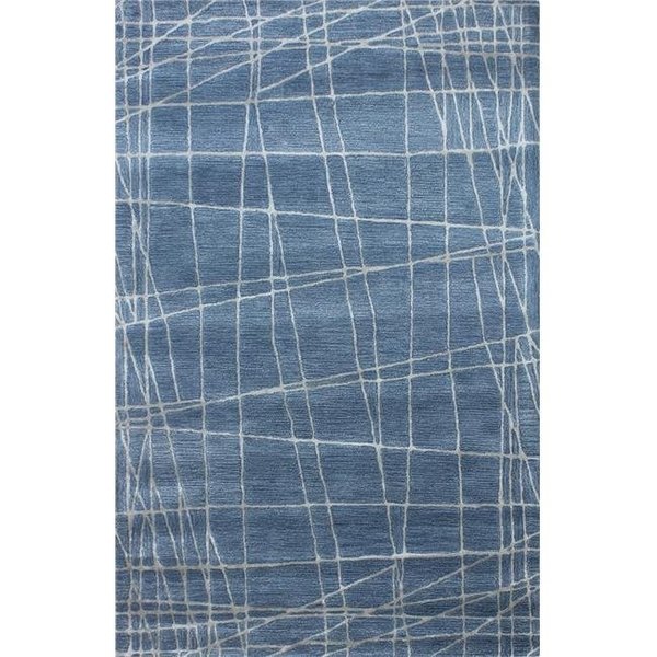 Bashian Bashian R129-AZ-2.6X8-HG312 Greenwich Collection Geometric Contemporary Wool & Viscose Hand Tufted Area Rug; Azure - 2 ft. 6 in. x 8 ft. R129-AZ-2.6X8-HG312